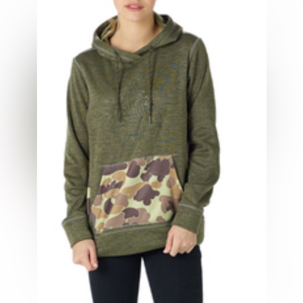 BURTON CAMOUFLAGE GREEN HOODIE PULLOVER JACKET SIZE S UNISEX